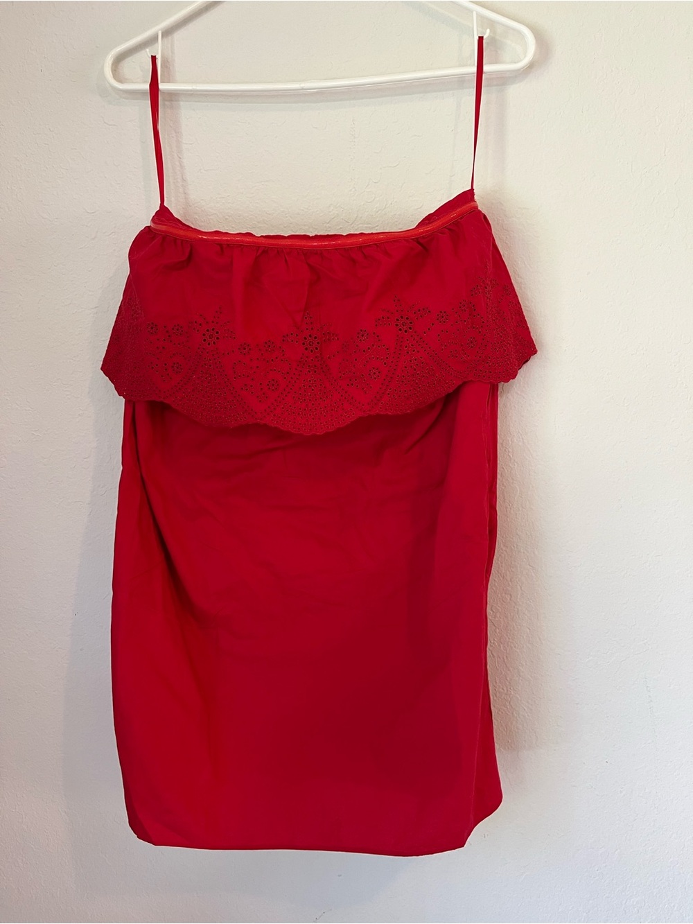 NWT Posse Beryl Strapless Mini Dress Red Eyelet ‘Defect’ Medium